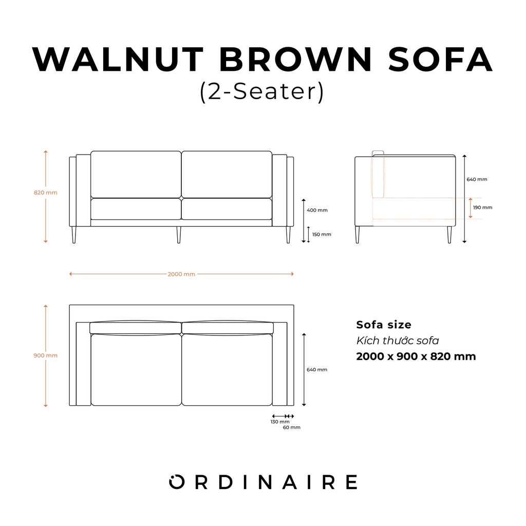 WALNUT BROWN SOFA